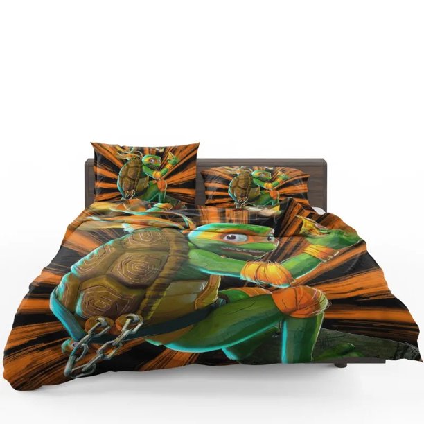 Michelangelo Teenage Mutant Ninja Turtles Unite Quilt Duvet Cover Set3-Piece Bedding Set