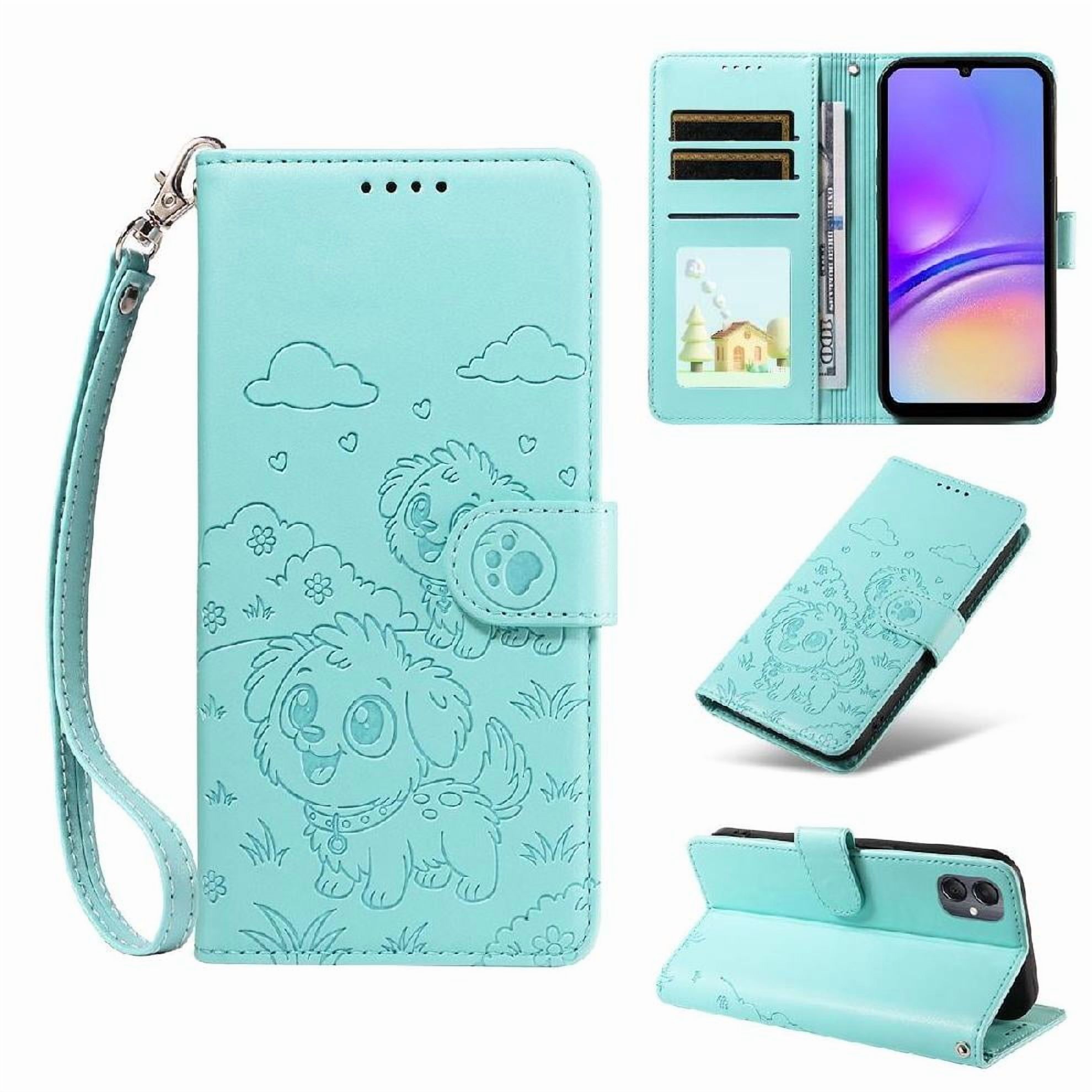 Funda Billetera Foxdock Compatible Con Samsung Galaxy A05, Diseño Perrito Tierno, Ranuras Para Tarjetas Y Soporte Plegable