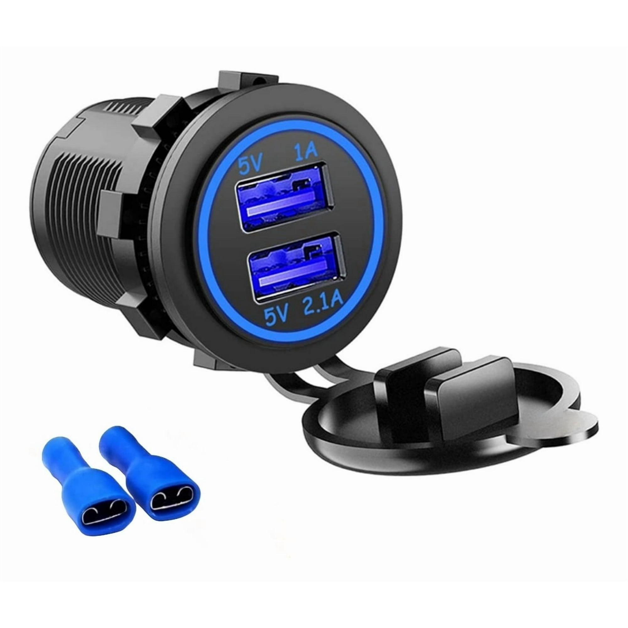 Ryc - Cargador Doble Usb Adaptador Encendedor Con Luz Azul 24740 12v 1a/2.1a