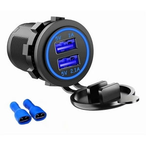 Ryc - Cargador Doble Usb Adaptador Encendedor Con Luz Azul 24740 12V 1A/2.1A