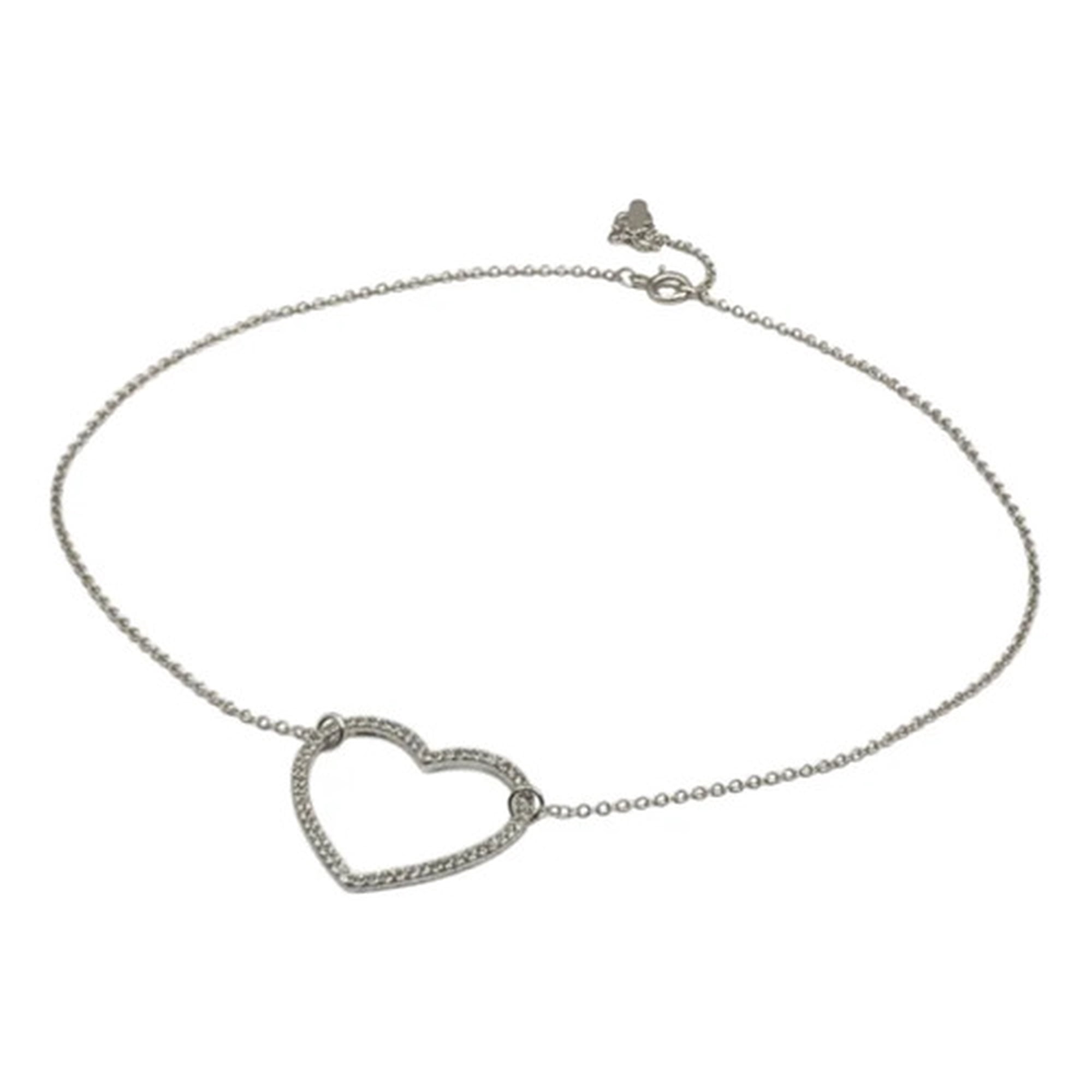 Marca - Collar Corazon Grande Circonita Pave Plata 925 Nordvik Mamá Plateado