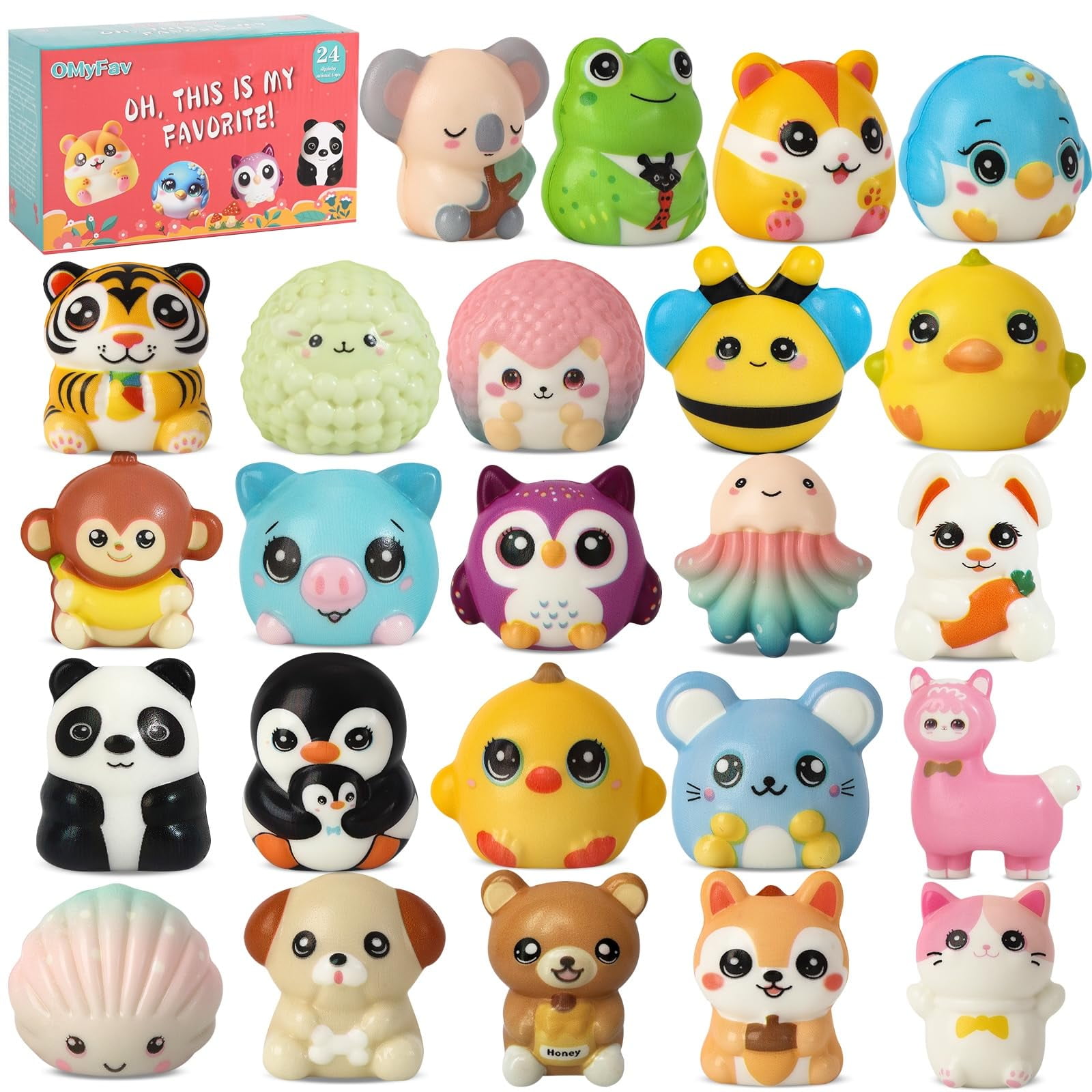 24 Unidades De Squishies Omyfav Para Niños, Regalos Y Recompensas Para Fiestas Masivas