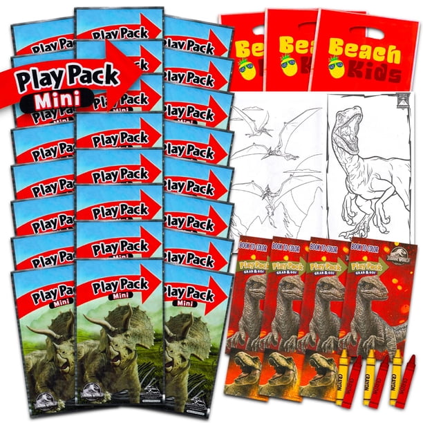 Set de recuerdos para fiesta Jurassic World T-Rex con páginas para colorear, 24 piezas