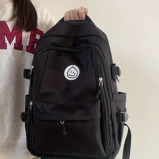 Trendy Bear Pattern Backpack, Simple Preppy Style School Bag, Versatile Travel Bookbag