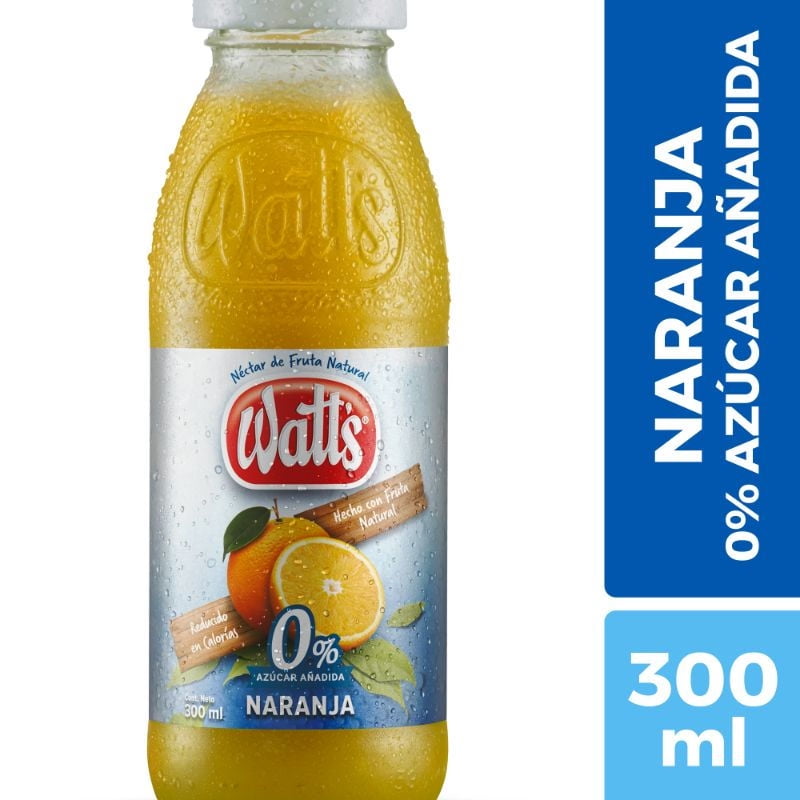 Néctar Naranja Sin Azúcar Botella Botella 300 ml Watts