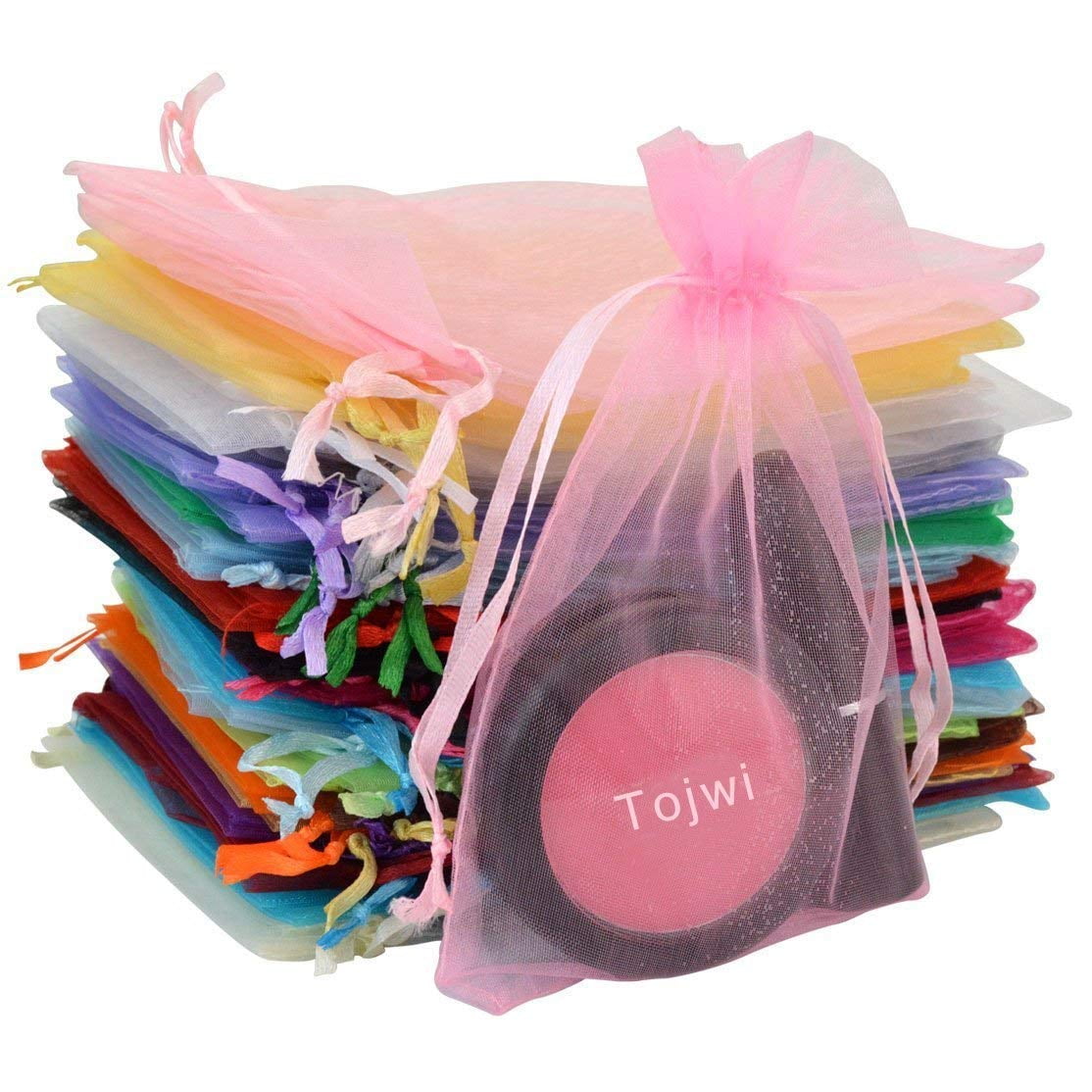 Tojwi - Bolsas De Organza 50 Unidades Colores Variados 9 X 11 Cm Regalo De Boda