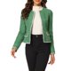 thumbnail image 1 of INSPIRE CHIC Traje de Maestra para el Regreso a Clases de Mujer Chaqueta Corta de Tweed a Cuadros Abierta para Oficina S Verde, 1 of 6