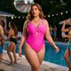 thumbnail image 3 of Agnes Orinda Traje de Baño de Una Pieza para Mujer Tallas Grandes Control de Abdomen con Aro en V y Corte Push Up para Fiesta en la Playa L Rosa Fucsia, 3 of 9