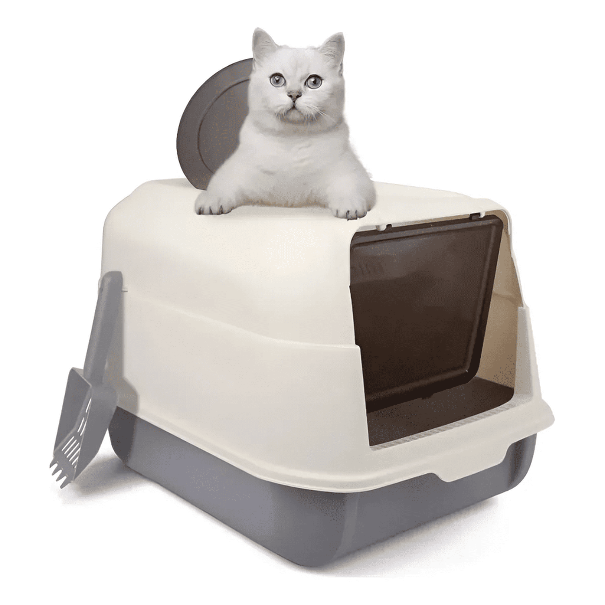 Caja De Arena Gatos Cerrada 2 En 1 Con Tapa Arenero Plegable