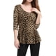 thumbnail image 5 of INSPIRE CHIC Blusas de Mujer con Estampado Cuello Redondo Mangas Largas Peplum L Marrón-Leopardo, 5 of 7