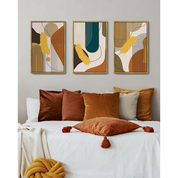 Arte de Pared PHOPAGO Boho Abstracto enmarcado 40x60cm (Juego de 3)
