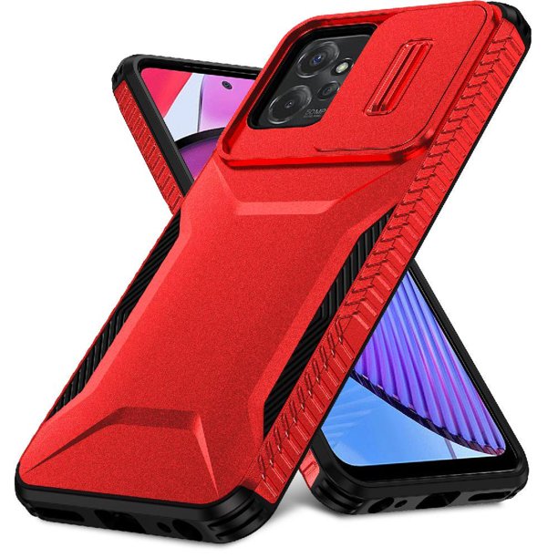 Funda Resistente para Motorola Moto G Power 5G 2023 con Tapa Deslizante y Protección Militar Rojo