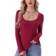 thumbnail image 1 of INSPIRE CHIC Camisetas térmicas para mujer Capa base de manga larga Ropa interior Otoño Invierno Pijamas Tops Camiseta básica XL Rojo, 1 of 6
