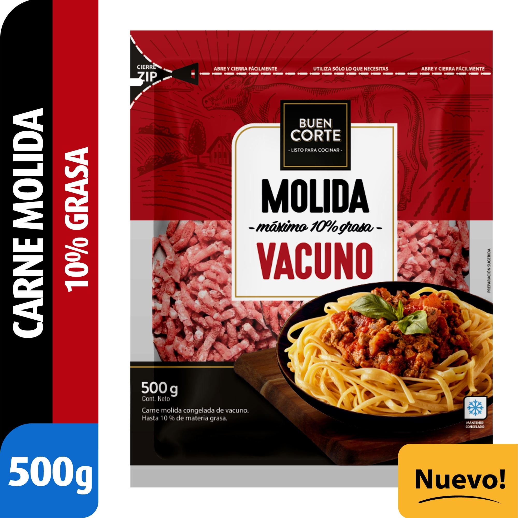Carne De Vacuno Molida De 10% Grasa 500 g El Buen Corte