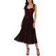 thumbnail image 1 of INSPIRE CHIC Vestido sin mangas para mujer de malla floral con tirantes finos estilo gótico vintage para cóctel en línea A L Negro, 1 of 6