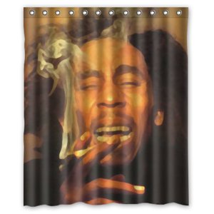 Pinghai - Cortina De Ducha De Bob Marley Smoke, Juego De Cortinas De Baño Con Ganchos, Tamaño 60 X 72 Pulgadas