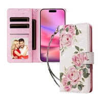 Foxdock Funda Tipo Cartera Floral Para Iphone 17 ,Funda Con Tapa De Cuero Pu, Protección Antigolpes Con Ranuras Para Tarjetas Y Soporte