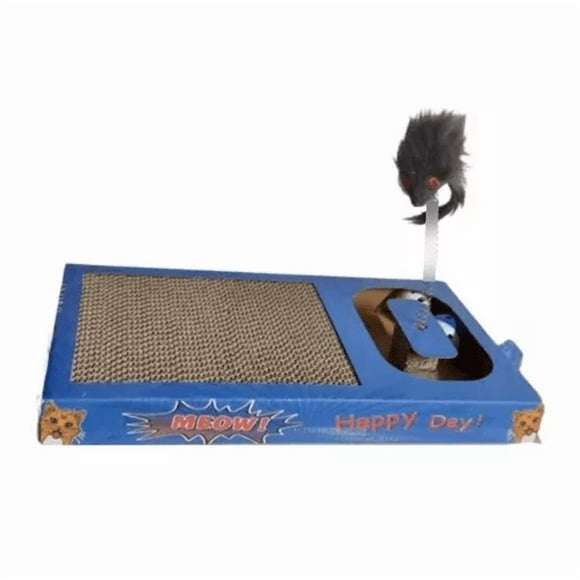 Divertido juguete gatos atrapa al ratón rascador azul