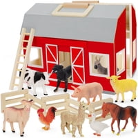 Yeebay - Juguetes Farm Animals Para Niños De Más De 3 Años Con Granero Grande De Madera