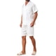 thumbnail image 4 of INSPIRE CHIC Conjunto de Pijama de Satén para Hombre de Manga Corta con Botones a Rayas Ropa de Dormir Sedosa Conjunto de Pantalones Cortos XL Blanco, 4 of 5