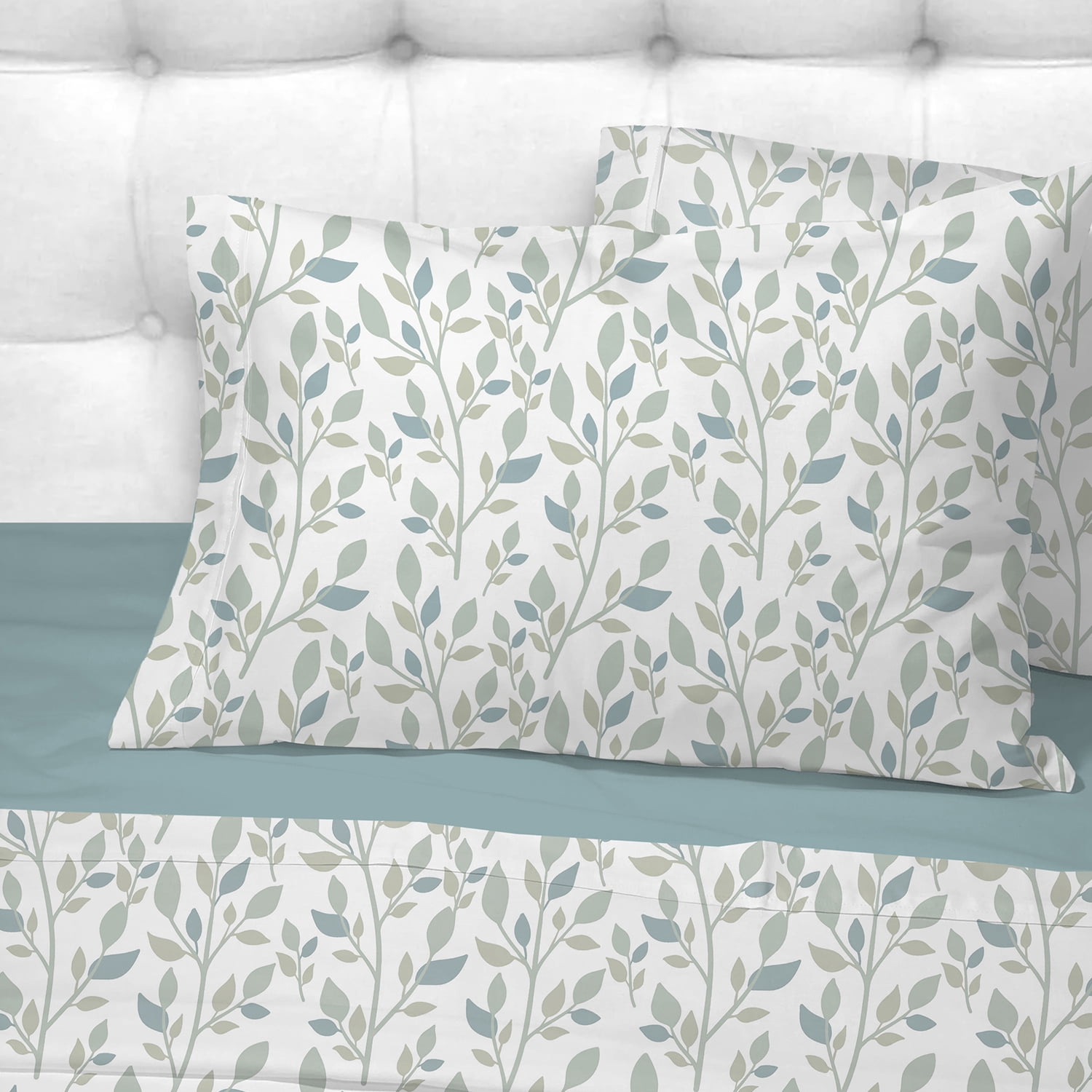 Sabana Andes 144 Hilos Estampada 1.5 Plaza Hojas Verde