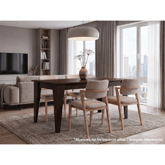 Mesa de Comedor Torino para 6 Puestos 74x160x88 Cm Habano
