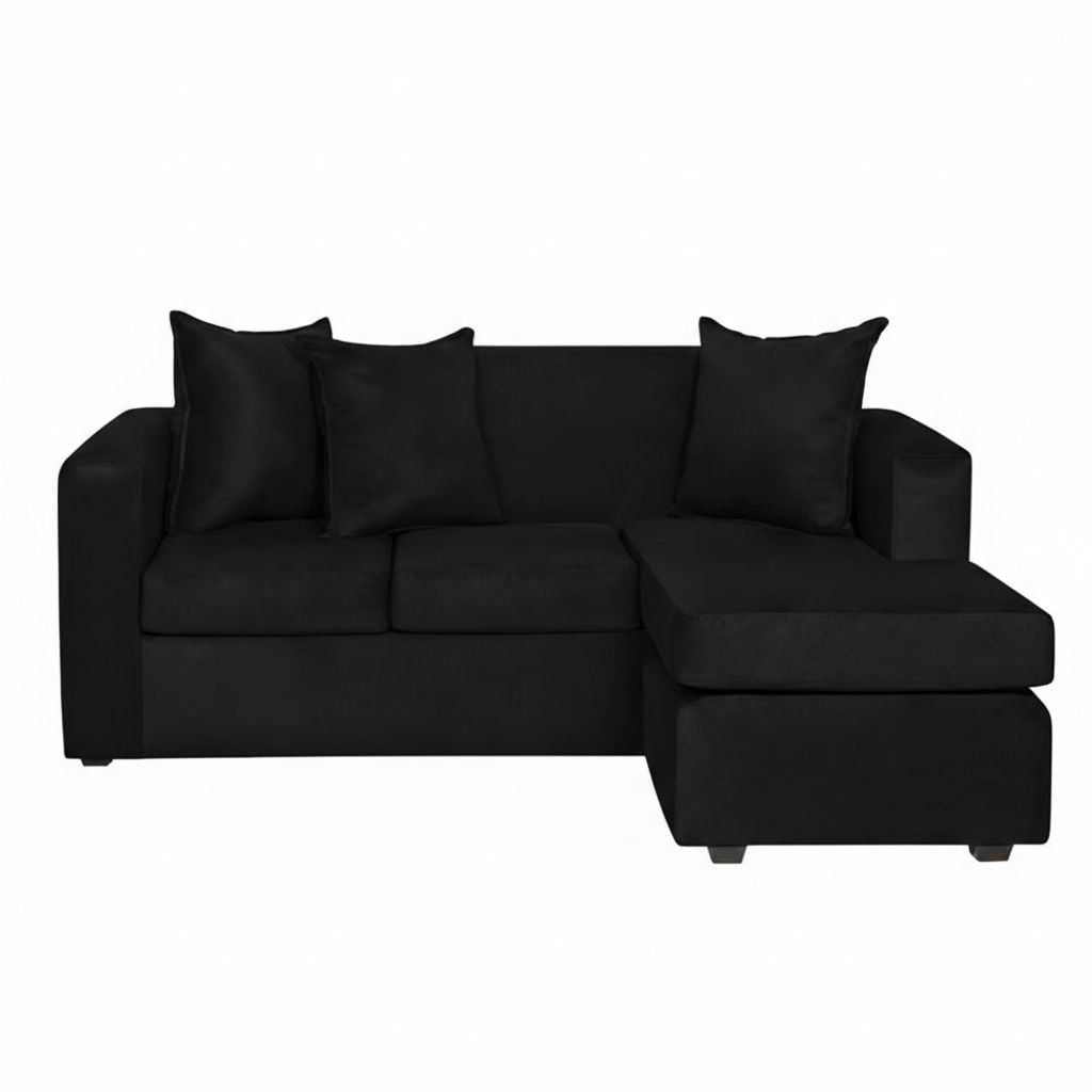 Nevi Express - Sofa Seccional L 3 Cuerpos Felpa Negro
