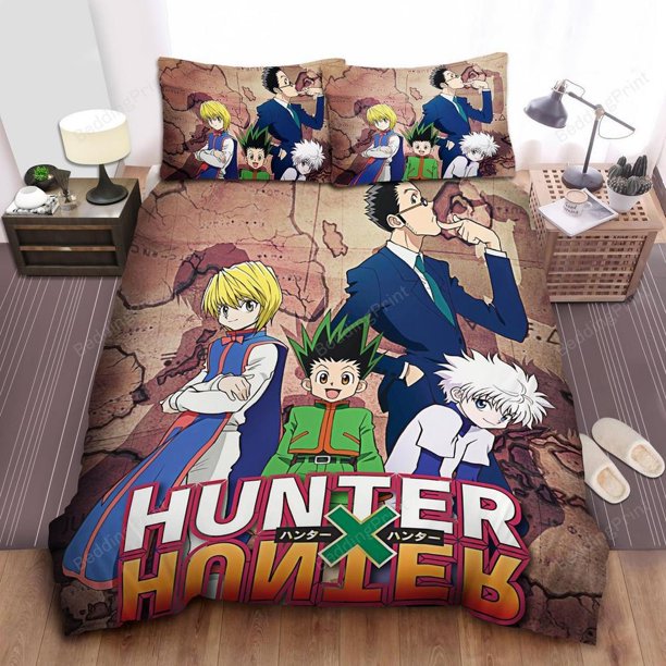 Hunter X Hunter Main Characters Quilt Duvet Cover Set Double Kids Doona Cover3-Piece Bedding Set