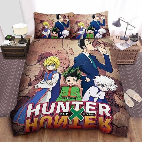 Hunter X Hunter Main Characters Quilt Duvet Cover Set Double Kids Doona Cover3-Piece Bedding Set
