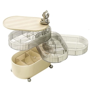 Magideal - Organizador De Maquillaje Giratorio Multifuncional De 360 Degree Almacenamiento De Cable De Alimentación Clasificación Almacenamiento De Cosméticos Estante Blanco 4 Capas