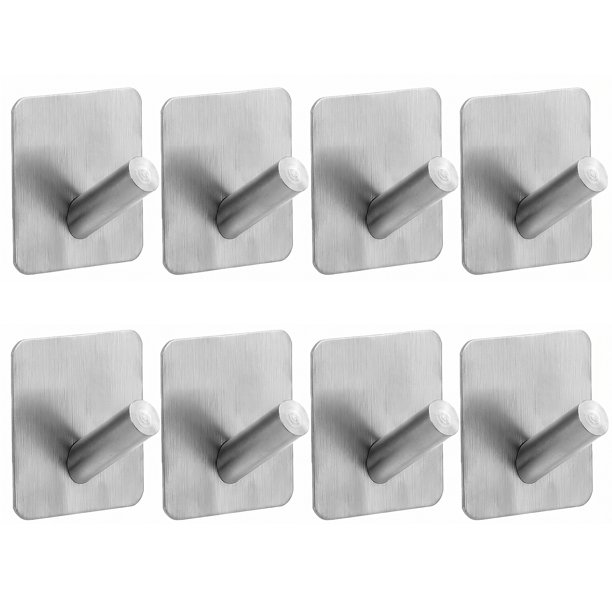 REGALWOVEN 8Pcs Ganchos Utilitarios de Metal Duraderos, Ganchos de Pared Adhesivos Multiusos para Cocina, Hogar, Sombreros Plata
