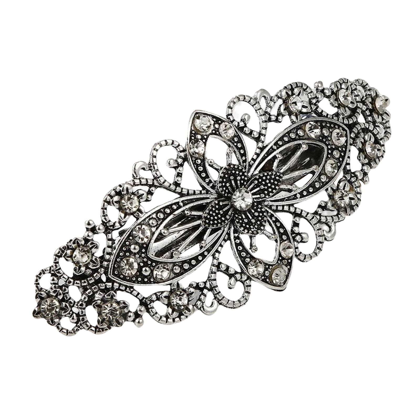 Magideal - Pinza De Cabellero Plateada, Pasadores De Diadema De Moda Exclusivos De , Pasador De Cabellero Con De Flor De Material Cristal Para Mujeres, Niñas,