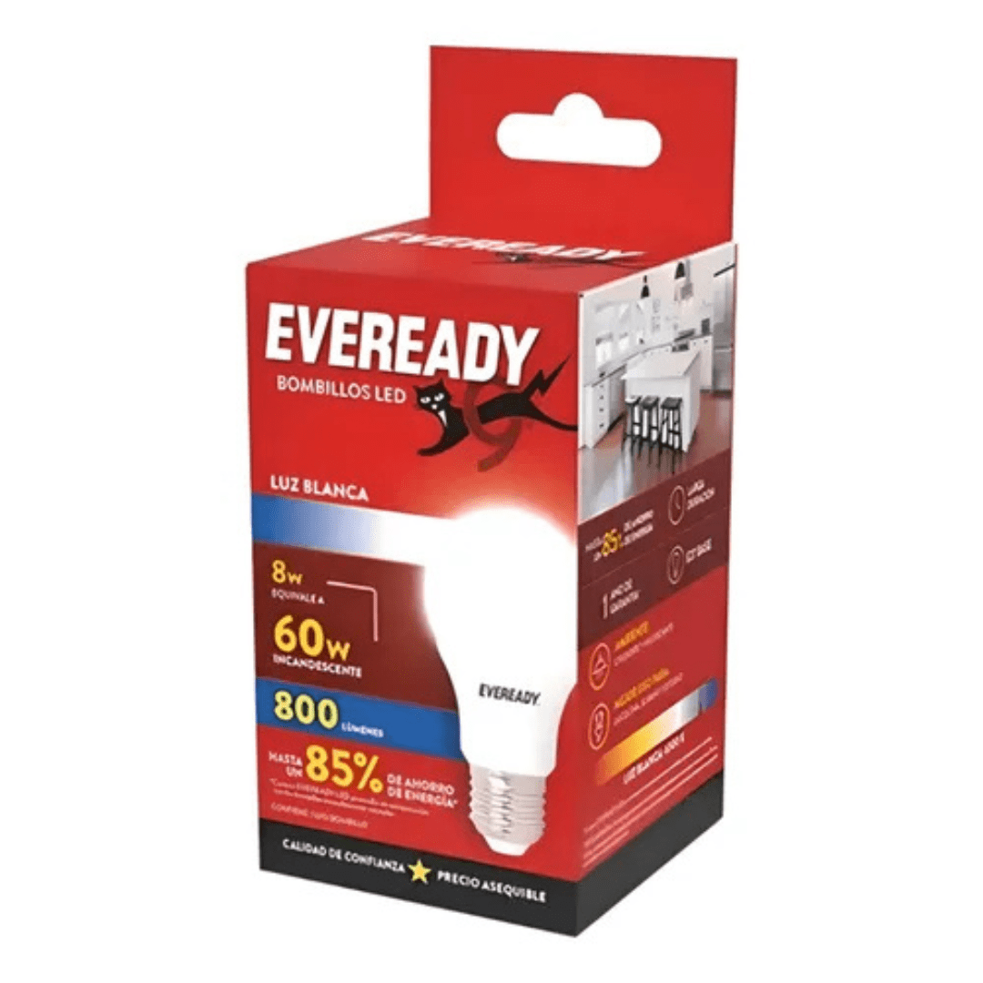 Eveready - Pack De Ampolletas Led 60w Luz Blanca X 10 Unidades Ev8a800b-a