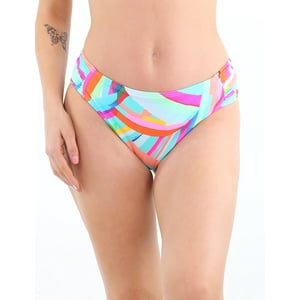 Samia - Bikini Clásico Costados Drapeados Estampado Verde M