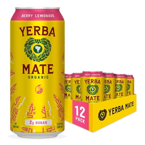 Bebida Energética Yerba Mate Guayaki Orgánica Sabor Limonada De Frutos Rojos 458Ml X12
