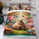 thumbnail image 4 of Capybara Conjunto de sábanas temático, trío de piezas, cómodo y amigable con la piel, diseño único, regalo de decoración para el hogar para familiares, amigos y fans,135cm *200cm, 4 of 6
