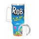 thumbnail image 3 of Rob el Robot Vaso aislado de acero inoxidable con asa, diseño temático, regalo para familia, amigos y fans; incluye pajita y encaja en el portavasos estándar, 40 oz, 3 of 6
