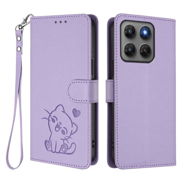 Funda de Gato tipo Libro para Motorola Moto G47, Lila Claro
