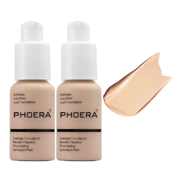 Base PHOERA Flawless Soft Matte, 24 horas, control de aceite, 2 unidades, 30 ml