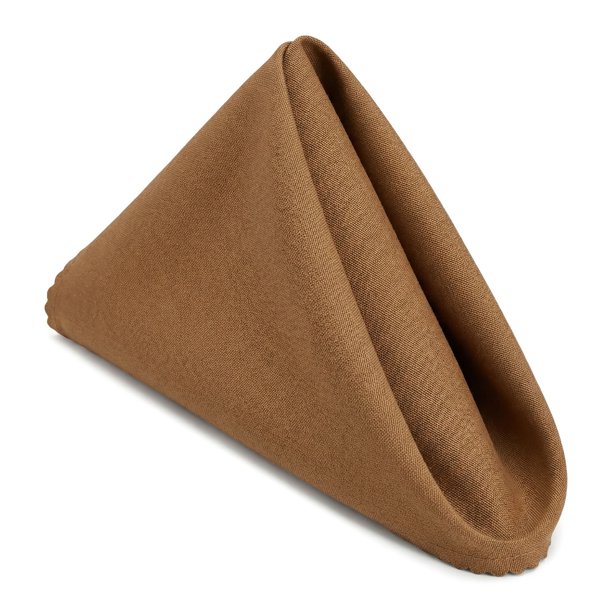 REGALWOVEN Juego de 12 Servilletas de Tela, Poliéster Lavable y Reutilizable para Mesa, Cena en Casa, Restaurante, Bodas y Fiestas Marrón 19x19 pulgadas