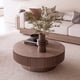 thumbnail image 1 of 39.37'' Round Coffee Table with Storage Solid Wood Veneered Modern Coffee Table Accent Tea Table for Living Room, Bedroom, Apartment or Office, Walnut, 1 of 3