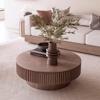 M&Ms - 39.37'' Round Coffee Table With Storage Solid Wood Veneered Modern Coffee Table Accent Tea Table For Living Room, Bedroom, Apartment Or Office, Walnut