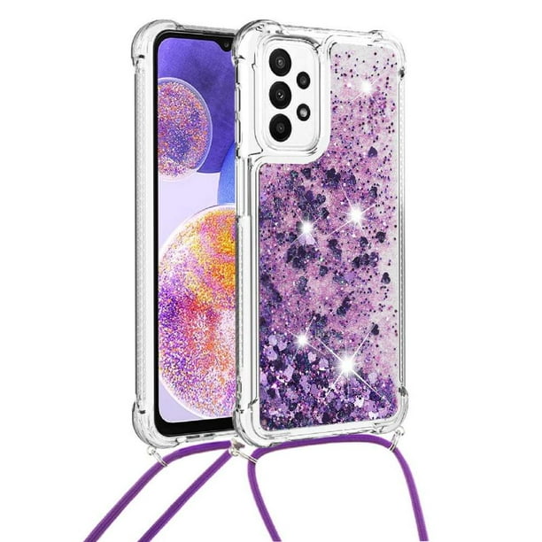 Funda FOXDOCK para Samsung Galaxy M23 con Cuerda Ajustable, Brillo Líquido, Protección Antigolpes y Lente – Ideal para Regalo