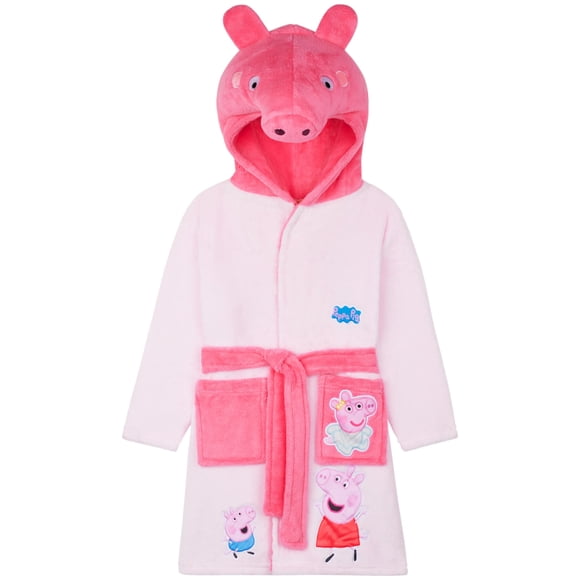 Bata Peppa Pig para niñas pequeñas, forro polar suave con capucha, rosa