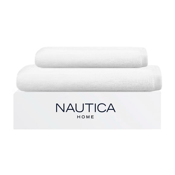 Set 2 Toallas Nautica HEAVEN Cara+mano 100% algodón alta calidad blanco