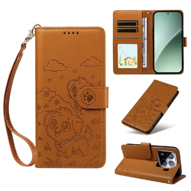 Funda Billetera FOXDOCK Compatible con Xiaomi 15 Pro, Diseño Perrito Tierno, Ranuras para Tarjetas y Soporte Plegable