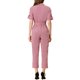 thumbnail image 3 of INSPIRE CHIC Mono de regreso a clases para mujer, manga corta, con cuello, botones, cintura ajustable, algodón, cargo, XS, rosa, 3 of 7