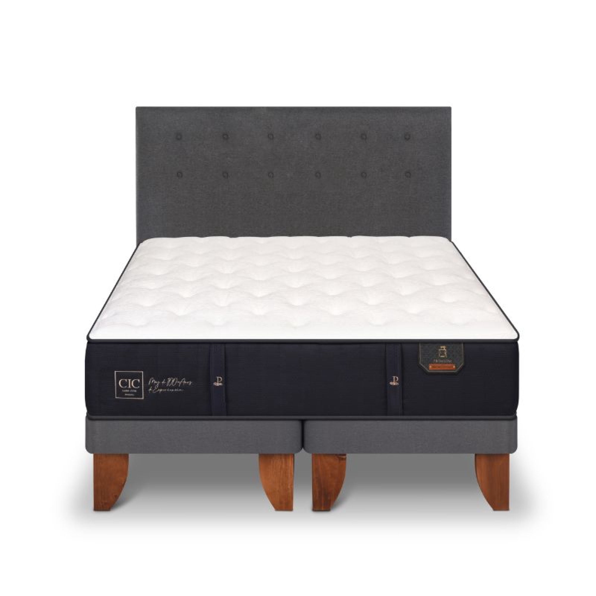Cama Europea Premium 2 Plazas Base Dividida + Respaldo Eufrates