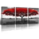 thumbnail image 3 of 4pcs, Set Of 4 Wall Decor Living Room Red Tree Black White And Red Nature Trees Scenery Paintings Pictures Wall Art Modern Home Bedroom Bathroom Wall Decorations Canvas Prints No Frame, Home Decor,, 3 of 4