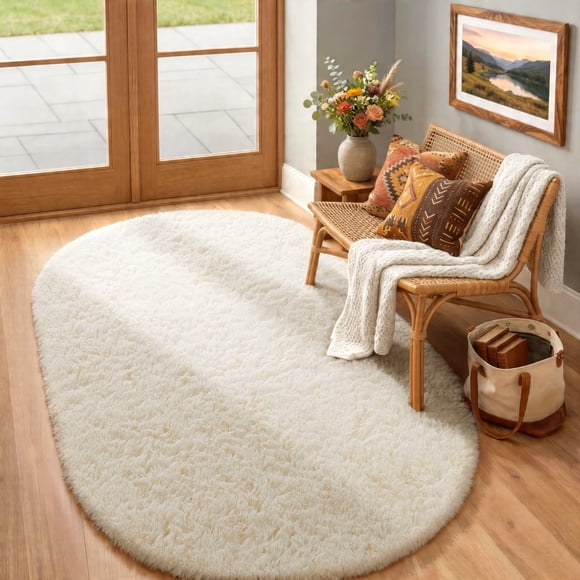 Alfombra Ophanie 122x152 cm Marfil Lavable y Esponjosa